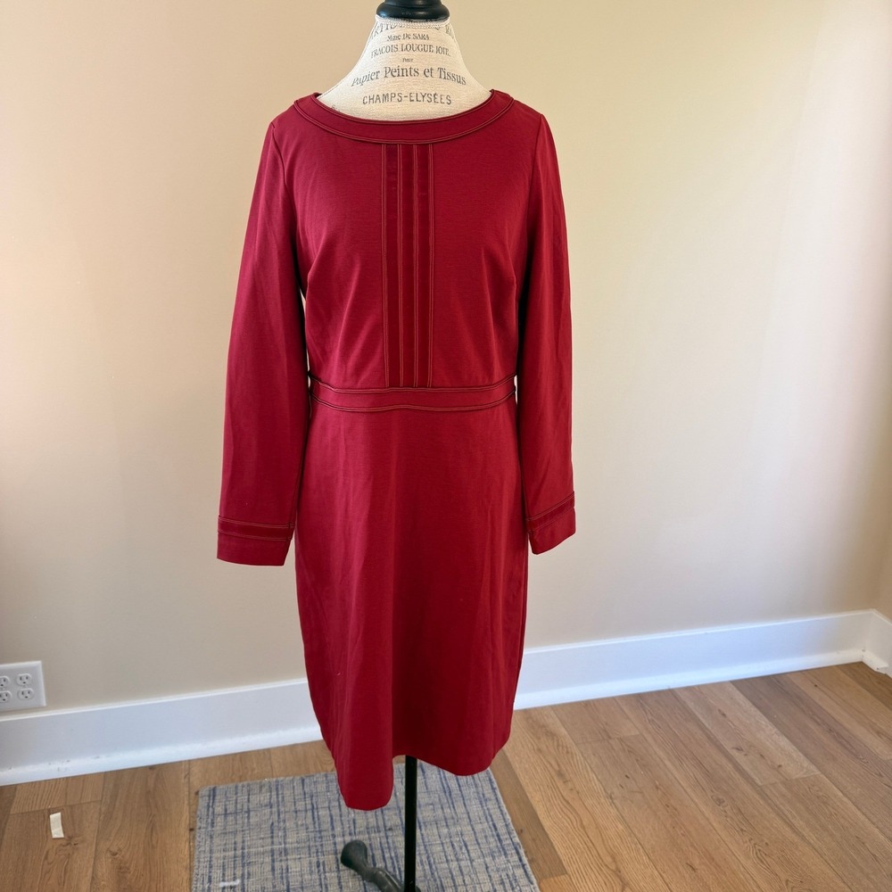 Boden Women's Red Long Sleeve Dress With Velvet Accents Size 12R